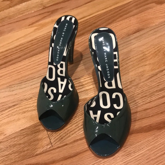 Marc by Marc Jacobs Green Open Toe Heels Sz 5.5 - Picture 3 of 6